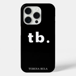 Monogram Klassiek Elegant Minimaal Zwart en Wit iPhone 15 Pro Case