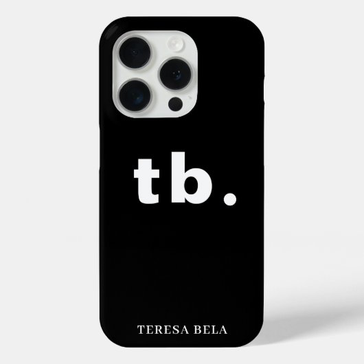 Monogram Klassiek Elegant Minimaal Zwart en Wit Case-Mate iPhone Case (Achterkant)