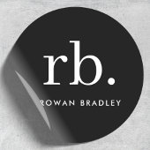 Monogram Klassiek Elegant Minimaal Zwart en Wit Ronde Sticker