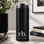 Monogram Klassiek Elegant Minimaal Zwart en Wit Thermosbeker