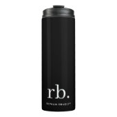 Monogram Klassiek Elegant Minimaal Zwart en Wit Thermosbeker (Voorkant)