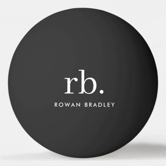 Monogram Klassiek Elegant Minimaal Zwart Pingpongbal (Voorkant)