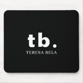 Monogram Klassiek Elegant Minimaal Zwart & Wit Muismat