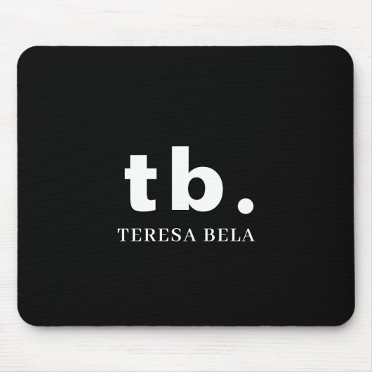 Monogram Klassiek Elegant Minimaal Zwart & Wit Muismat (Voorkant)