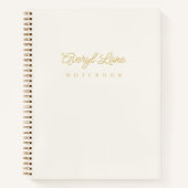 Monogram Klassiek Elegant Minimal Ivory Gold Scrip Notitieboek (Voorkant)