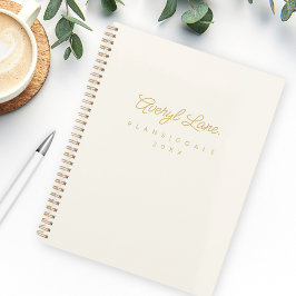 Monogram Klassiek Elegant Minimal Ivory Gold Scrip Planner
