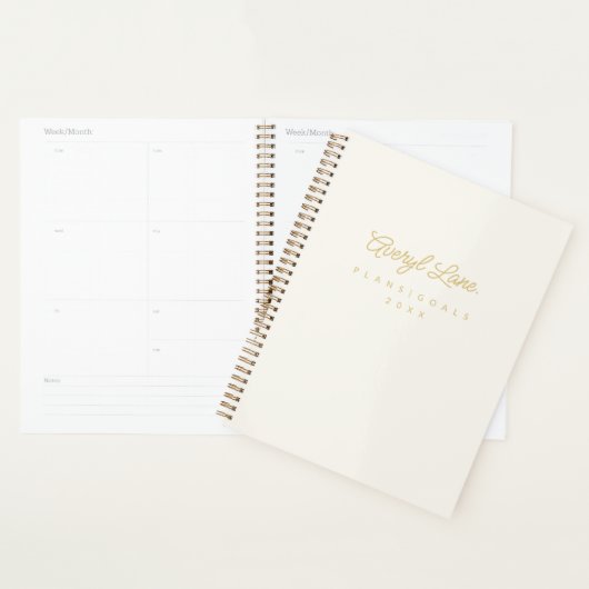 Monogram Klassiek Elegant Minimal Ivory Gold Scrip Planner (Display)
