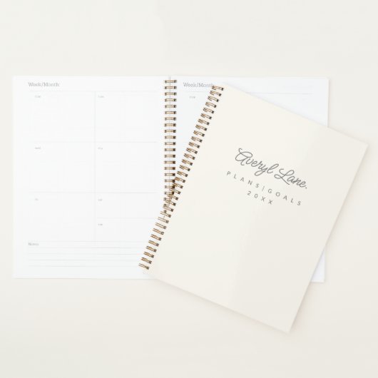 Monogram Klassiek Elegant Minimal Ivory Gold Scrip Planner (Display)