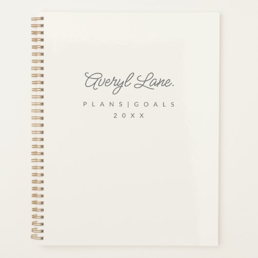 Monogram Klassiek Elegant Minimal Ivory Gold Scrip Planner (Voorkant)