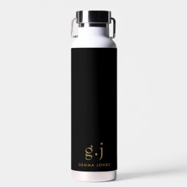 Monogram Klassiek Elegant Minimale Gold Black Waterfles