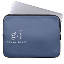 Monogram Klassiek Elegant Minimale Stusty Blue Whi