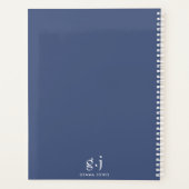 Monogram Klassiek Elegant Minimale Stusty Blue Whi Planner (Achterkant)