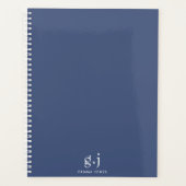 Monogram Klassiek Elegant Minimale Stusty Blue Whi Planner (Voorkant)
