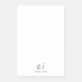Monogram Klassiek Elegant Minimale Stusty Blue Whi Post-it® Notes (Voorkant)