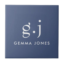 Monogram Klassiek Elegant Minimale Stusty Blue Whi