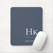 Monogram Klassiek Elegant Navy Blauwe Witte Initia Muismat (Met muis)