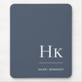 Monogram Klassiek Elegant Navy Blauwe Witte Initia Muismat (Voorkant)
