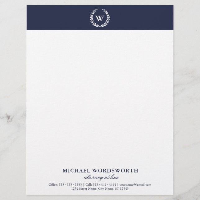 Monogram Klassiek Elegant Professional Letterhead Briefhoofd Sjabloon (Voorkant)