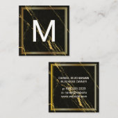 Monogram | Klassiek frame | Zwart goud marmer Vierkante Visitekaartje (Voorkant / Achterkant)