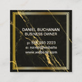Monogram | Klassiek frame | Zwart goud marmer Vierkante Visitekaartje (Achterkant)