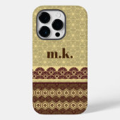 Monogram Klassiek Goud Bloem Patroon Case-Mate iPhone Case (Achterkant)