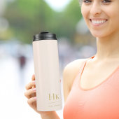 Monogram klassiek modern minimalistisch blush goud thermosbeker