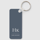 Monogram Klassiek Modern Minimalistisch Navy en Wi Sleutelhanger (Achterkant)
