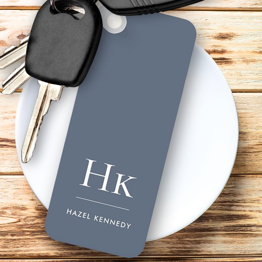 Monogram Klassiek Modern Minimalistisch Navy en Wi Sleutelhanger