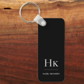 Monogram klassiek modern minimalistisch zwart-wit sleutelhanger (Voorkant)
