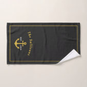 Monogram Klassiek Scheepsanker Zwart Goud Bad Handdoek (Handdoek)