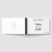 Monogram Klassiek Wit Zwart Bruiloft Gastenboek (Volledig)