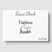 Monogram Klassiek Wit Zwart Bruiloft Gastenboek (Voorkant)