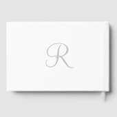 Monogram Klassiek Wit Zwart Bruiloft Gastenboek (Achterkant)