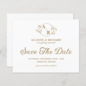 Monogram klassieke elegant, bruiloft Sparen de dat (Voorkant / Achterkant)