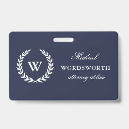 Monogram Klassieke Elegant Professional Blue Badge