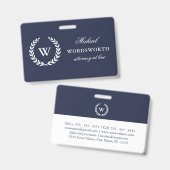 Monogram Klassieke Elegant Professional Blue Badge (Voor- en achterkant)