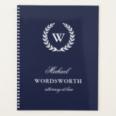 Monogram Klassieke Elegant Professional Blue Plann Planner (Voorkant)