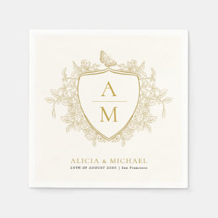Monogram klassieke elegante gouden bloemenkroon tr servet