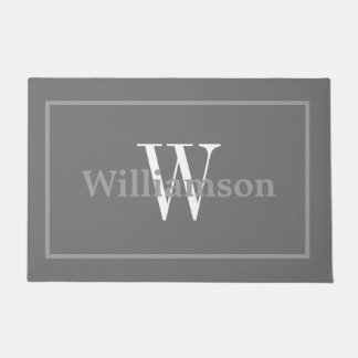 Monogram Klassieke grijze omhulde familienaam Door Deurmat