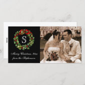 Monogram klassieke Holly krans Kerstmis Feestdagenkaart (Voorkant / Achterkant)