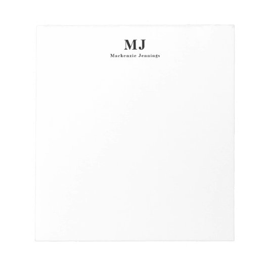 Monogram Klassieke Initialen Naam Notitieblok (Voorkant)