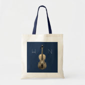 Monogram Klassieke Muziek Viool Marine Blauw Tote Bag (Voorkant)