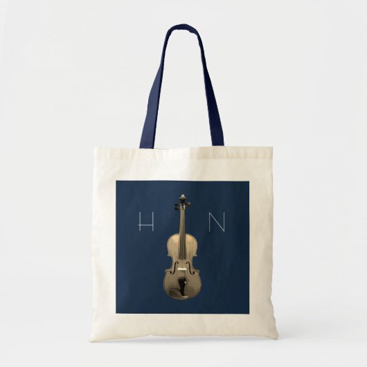 Monogram Klassieke Muziek Viool Marine Blauw Tote Bag (Voorkant)