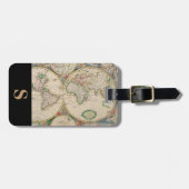 Monogram Klassieke Reis Wereldkaart Vintage Bagagelabel (Voorkant horizontaal)