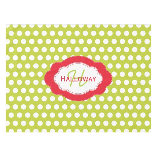 Monogram Klassieke Stippen kerstcadeau Tafelkleed (Voorkant (Horizontaal))