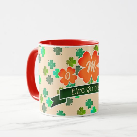 Monogram Klaver Shamrock Pattern op LICHT SINAASAP Mok (Voorkant links)