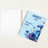 Monogram Klein Bedrijf Blauw Bloem op Blauw | Planner (Display)