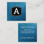 Monogram | | Klein blauw textuur Achtergrond Vierkante Visitekaartje (Voorkant / Achterkant)