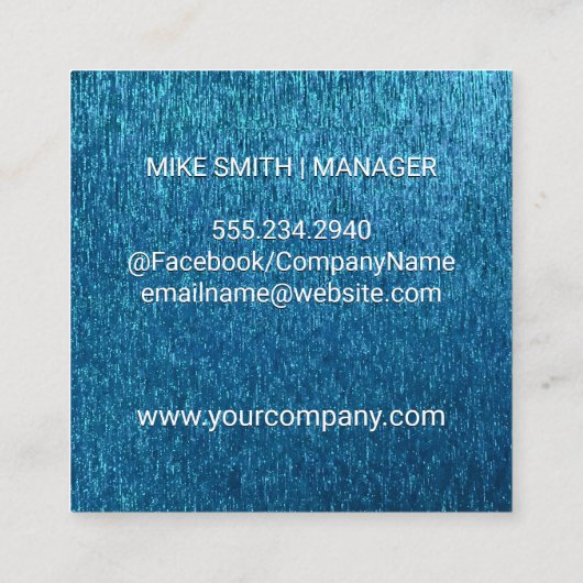 Monogram | | Klein blauw textuur Achtergrond Vierkante Visitekaartje (Achterkant)