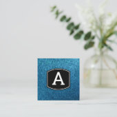 Monogram | | Klein blauw textuur Achtergrond Vierkante Visitekaartje (Staand voorkant)